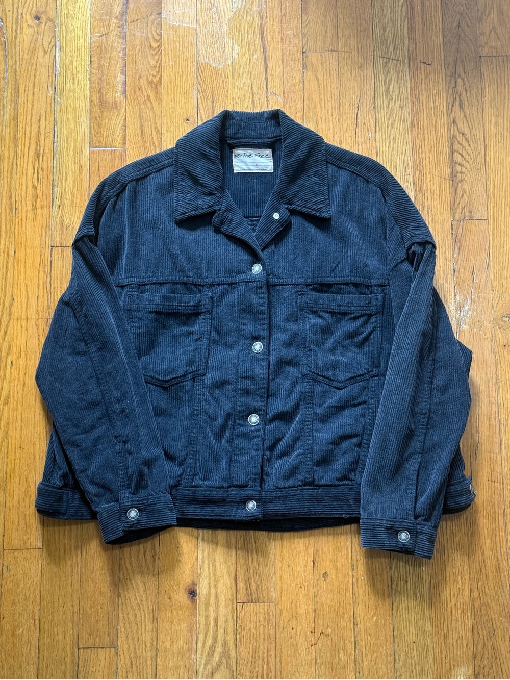 We The Free Black Corduroy Button-Front Jean Jacket
